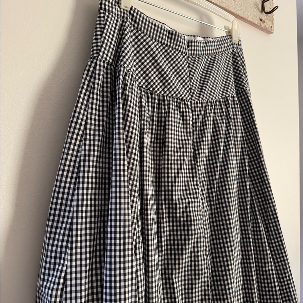 J. Crew Black and White Midi A-Line Skirt